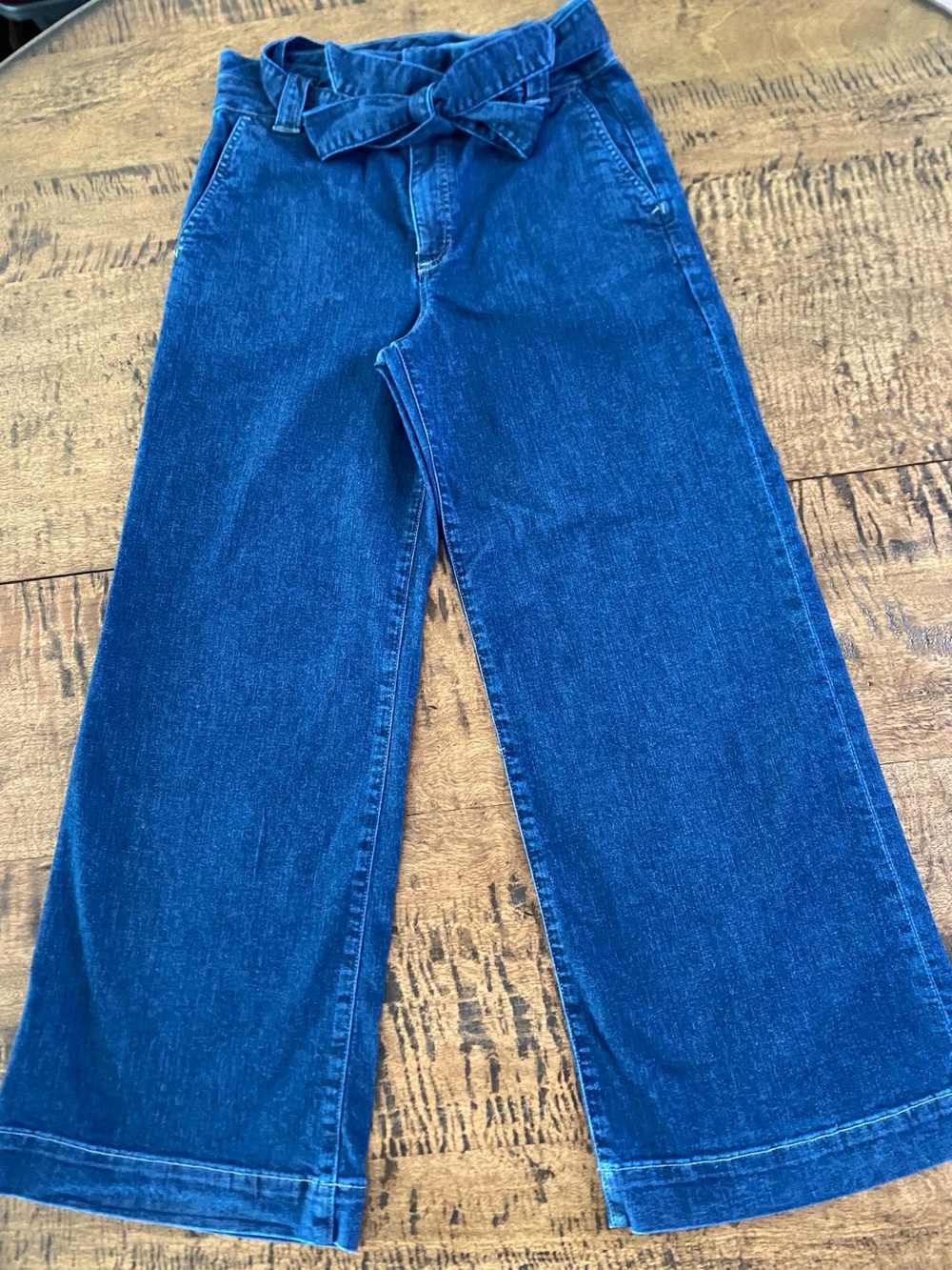 J.Crew Women’s 28 Wide leg high rise Paperbag Waist Belted Jean Dark Wash
